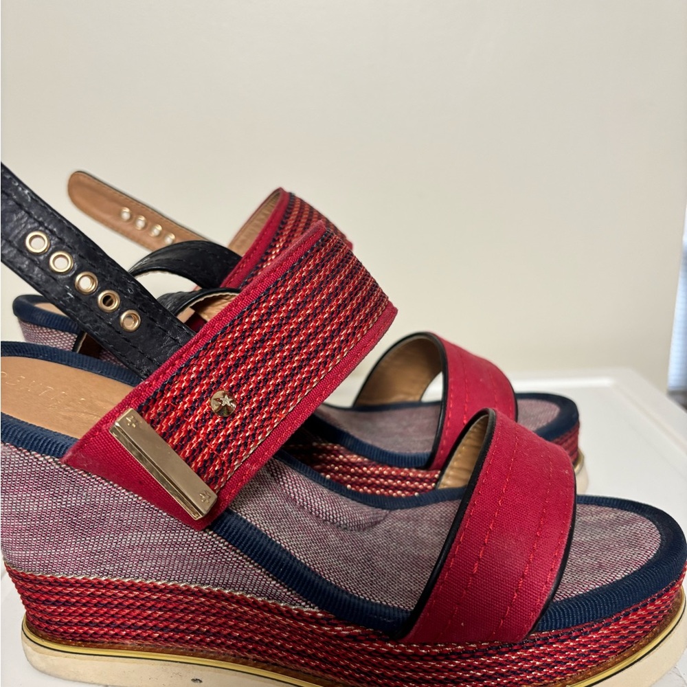 Stylish Red Wedge Sandals